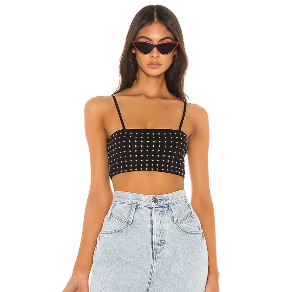NWT Rhinestone Black Crop Top